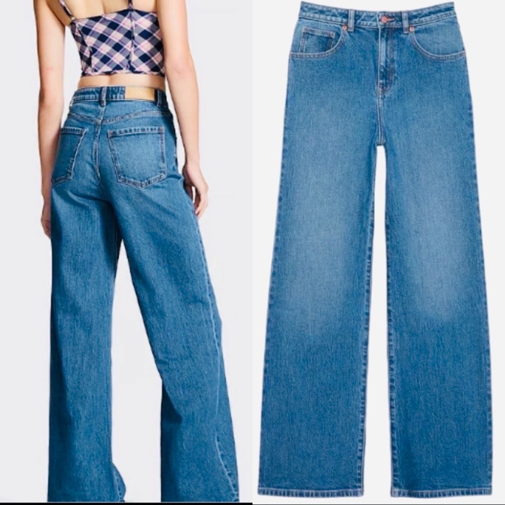 PINK Victoria's Secret Medium Blue High-Rise Wide-Leg Jeans